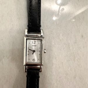 Coach watch - black leather band. Like new